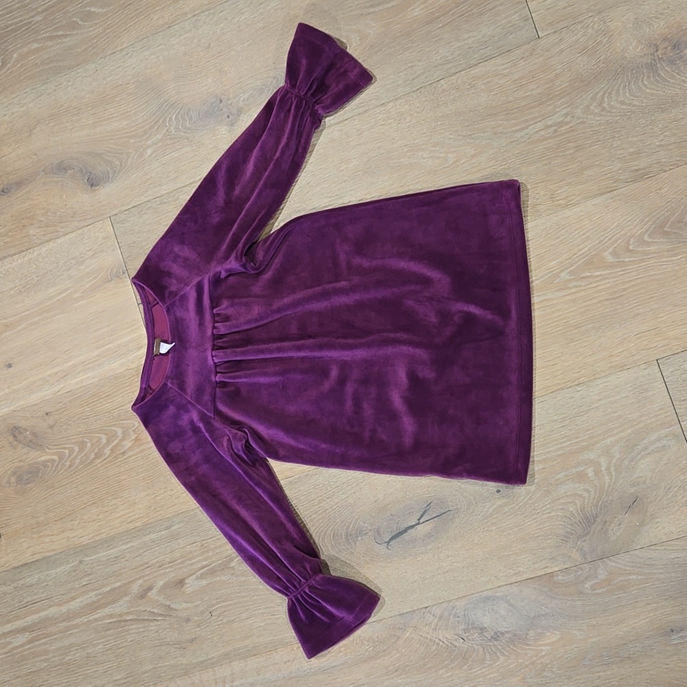 Tea Collection Girls sz 3 Purple Velour Long-sleeved Dress Christmas Jewel Tones